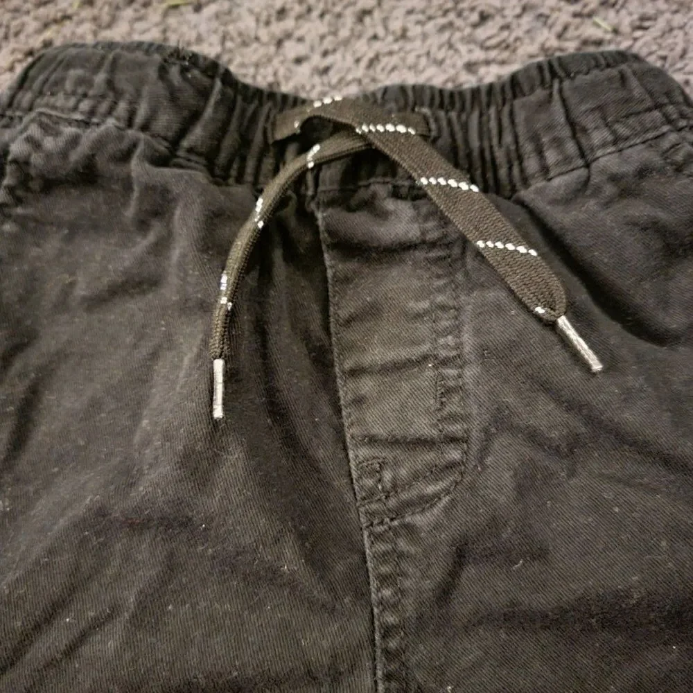 Canyon Club Boys Black 100% Cotton Pockets Drawstring Cargo Shorts Size 5
